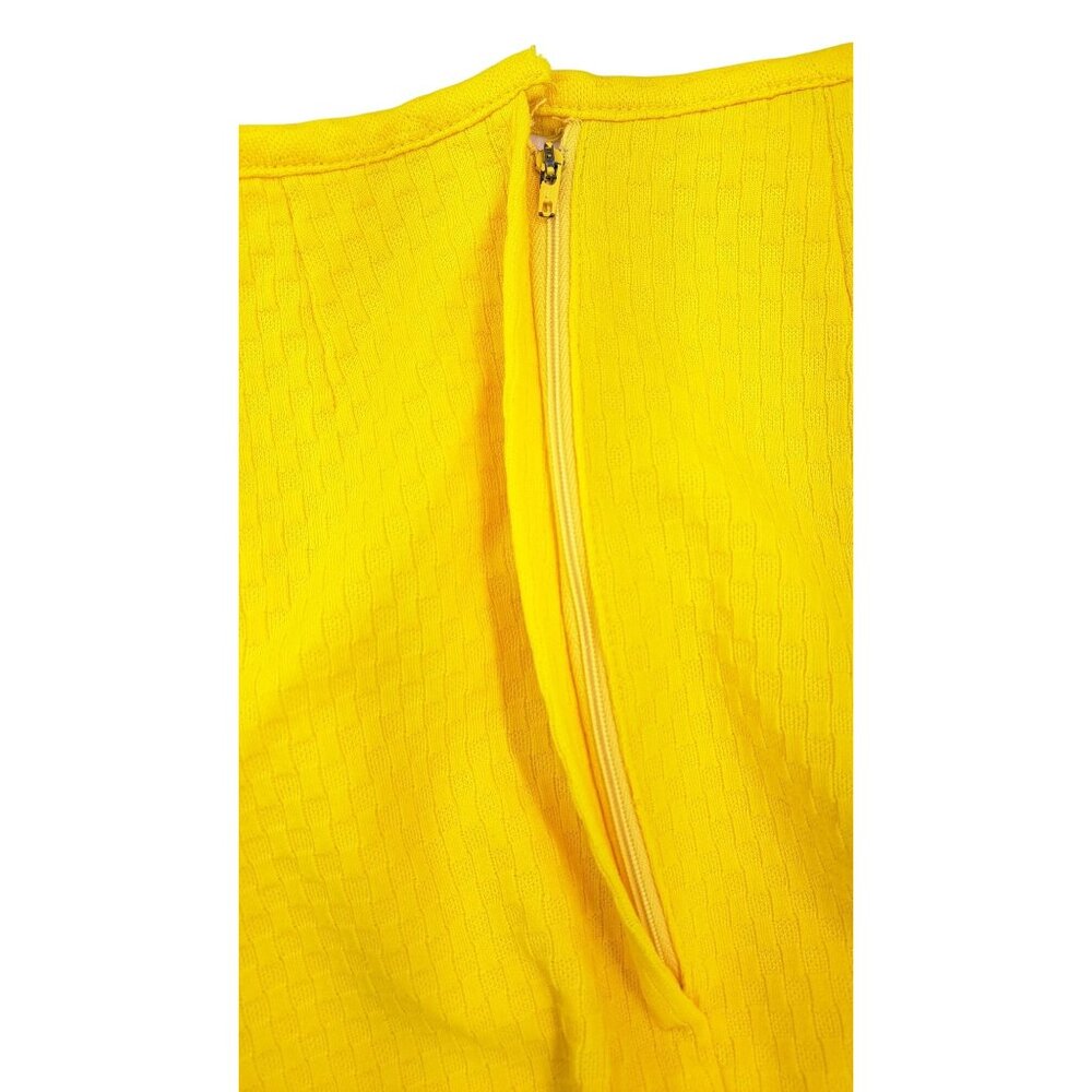 Vintage Handmade Yellow Polyester Texture Wide-Leg Crop Pant Side Zipper Size 29 - Picture 4 of 7